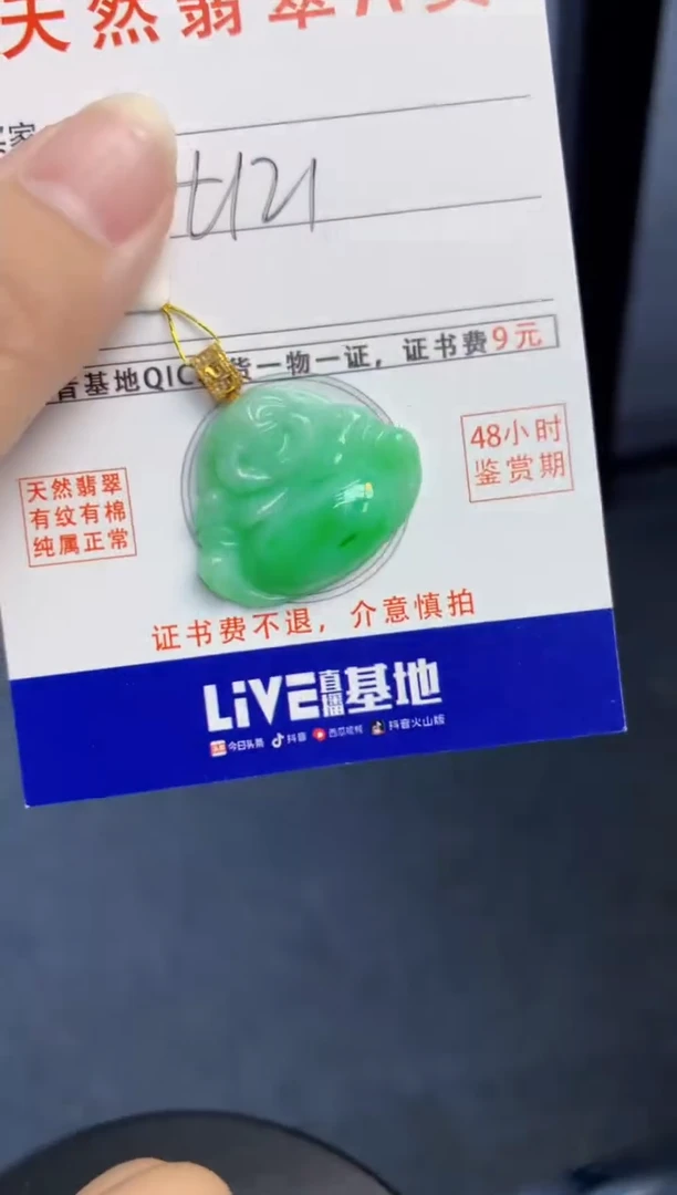 颈饰18K金镶嵌翡翠天然缅甸A货翡翠