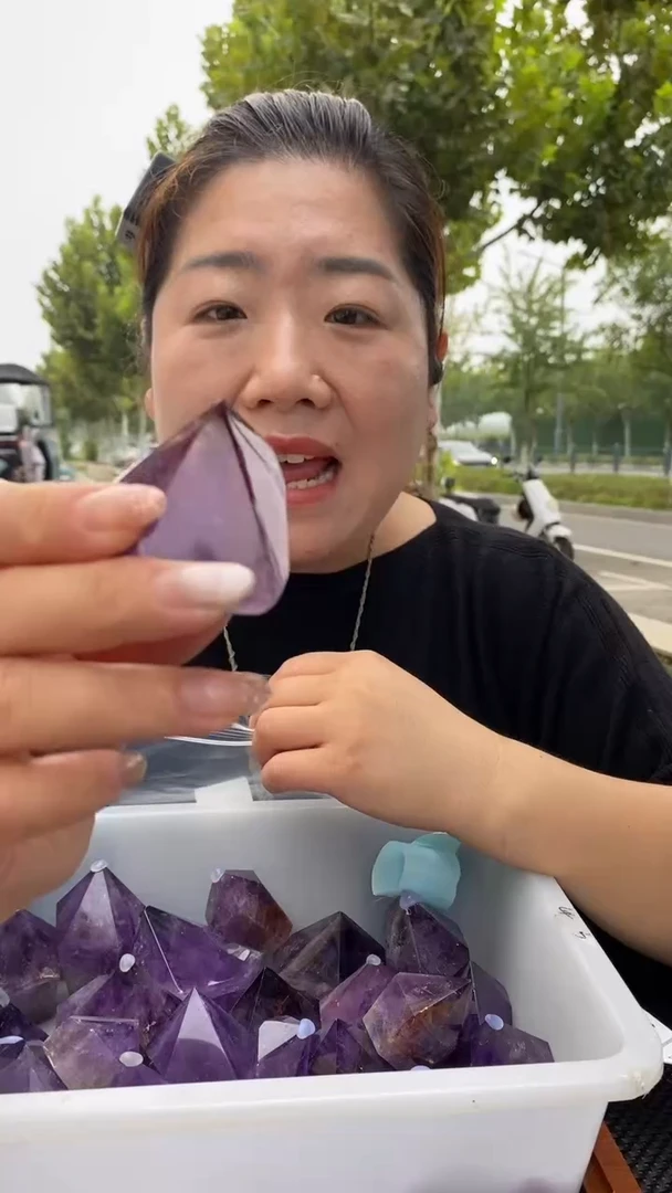 未镶嵌珠宝半成品水晶紫晶柱子D596