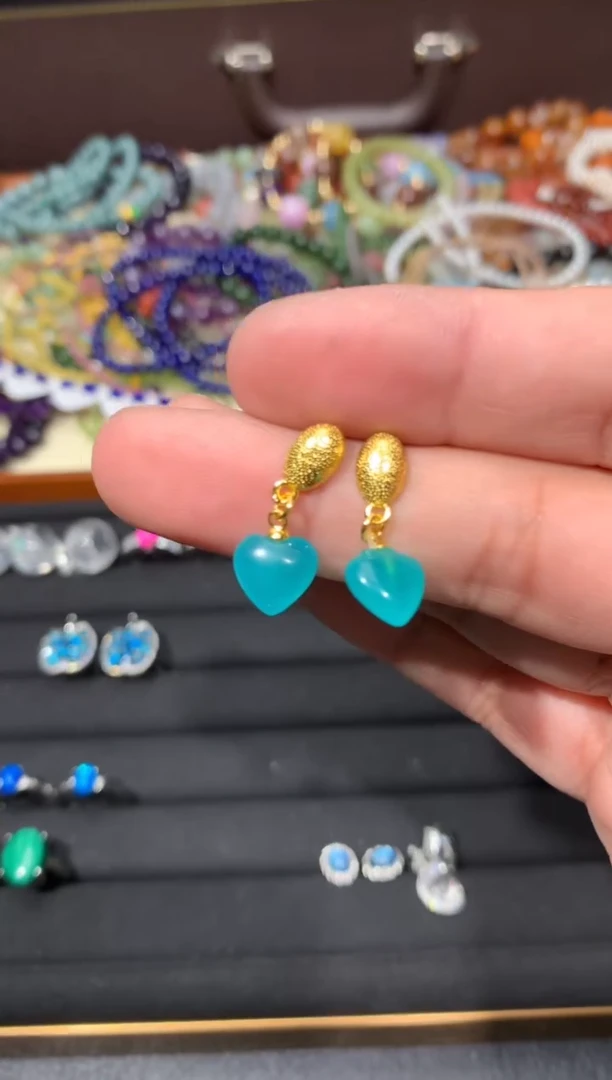 未镶嵌耳钉天河石Y91