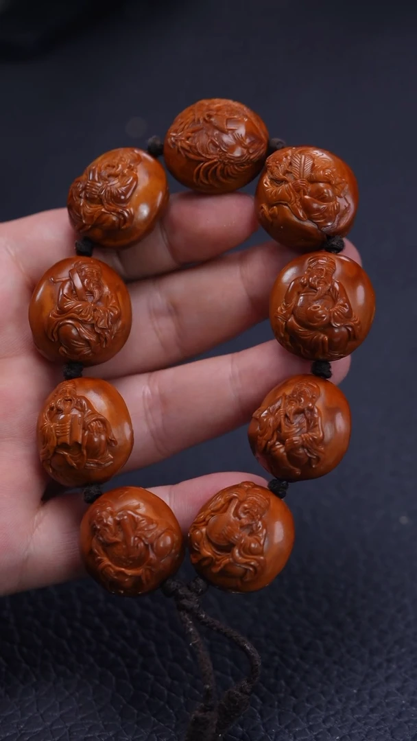 【闪购商品】橄榄核其他回血陈素林本工双面风景文人八爱手串-