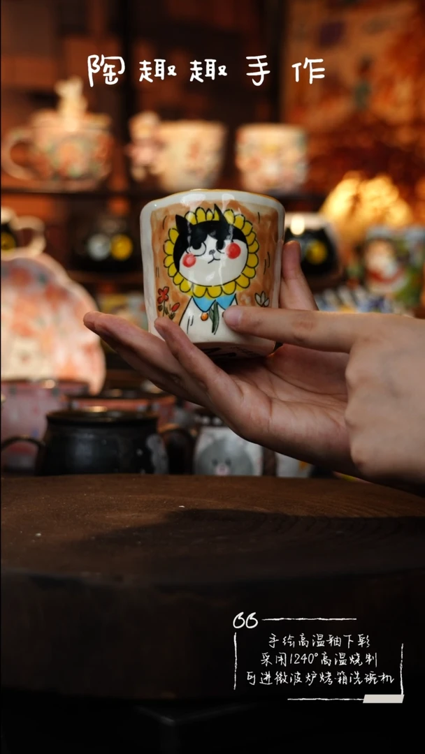 瓷片514手工手绘手捏杯