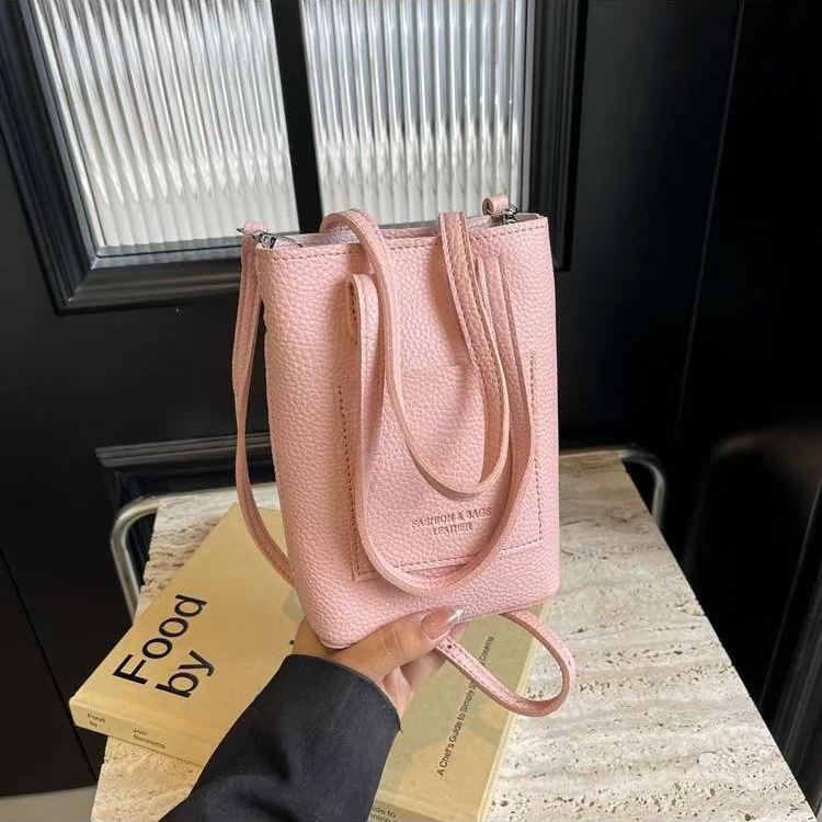 粉色祖家百搭手提斜跨包