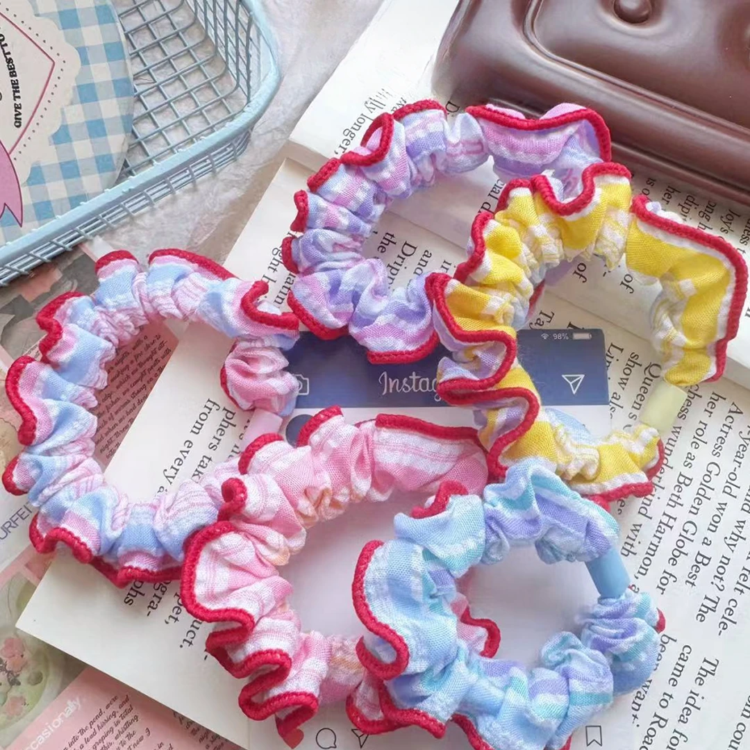 多巴胺线条小肠发圈百搭少女发绳气质百搭扎发皮筋高马尾头绳发饰