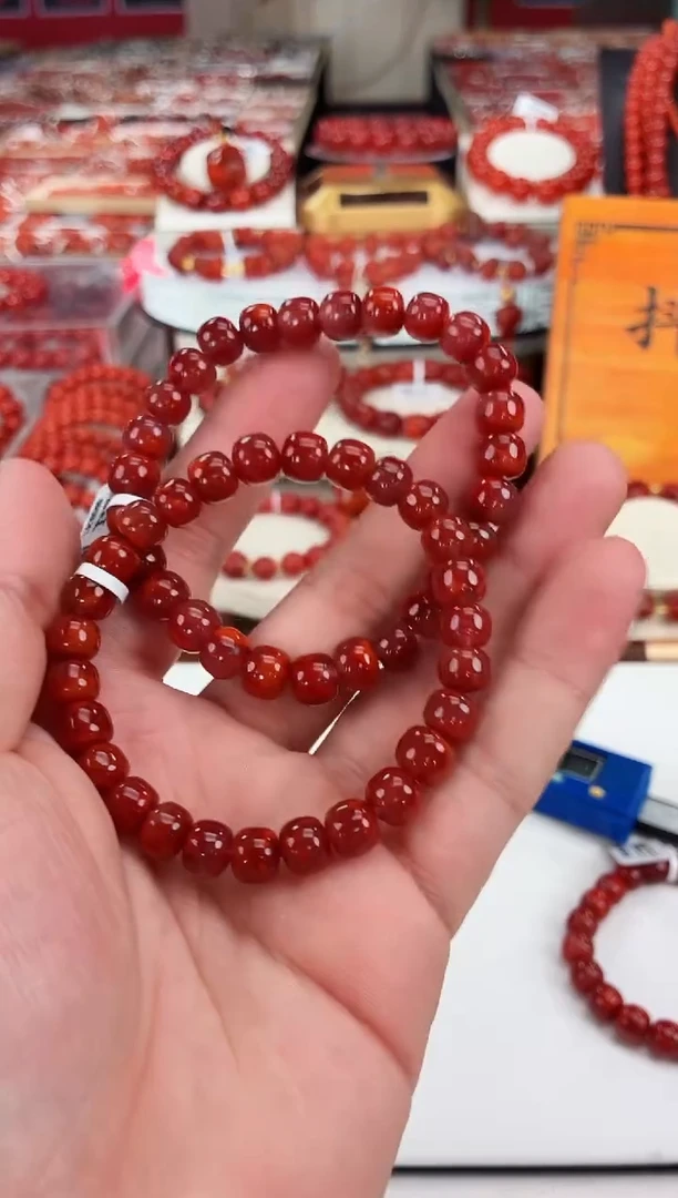 南红玛瑙瓦西老型手串8+未镶嵌（多样式发其一）