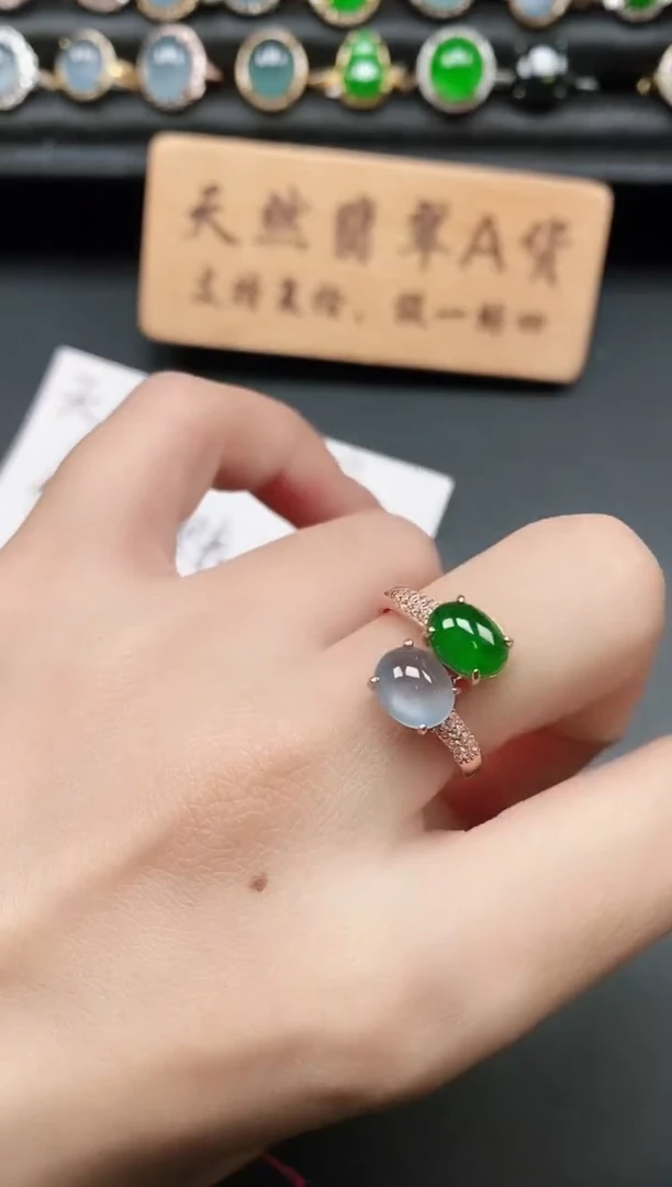 银S925镶嵌戒指翡翠1