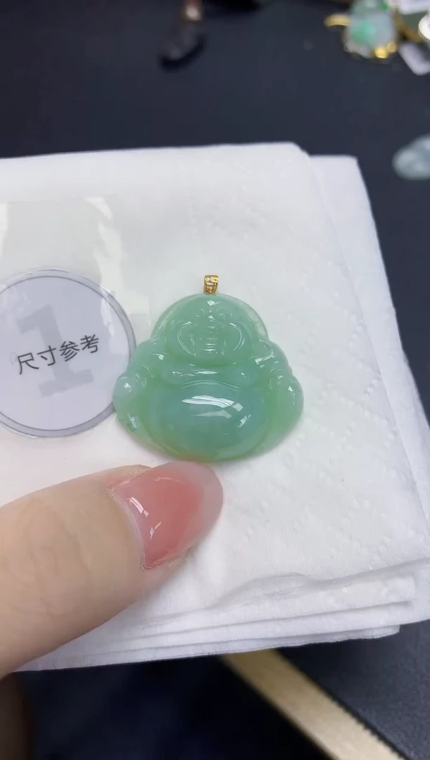 颈饰18K金镶嵌翡翠天然缅甸翡翠A货百元以上9元证书费自理
