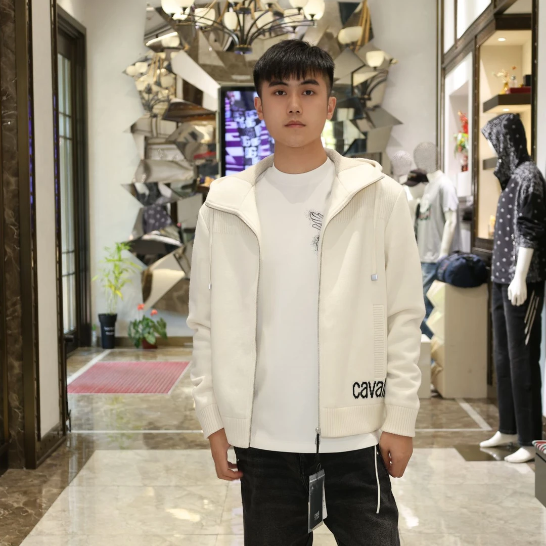 内里加厚纯羔羊毛 Cavalli Class 针织连帽卫衣