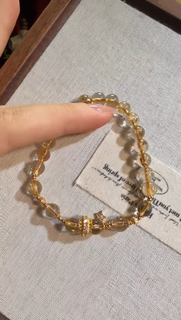 【闪购商品】水晶手链银S925镶嵌金发晶