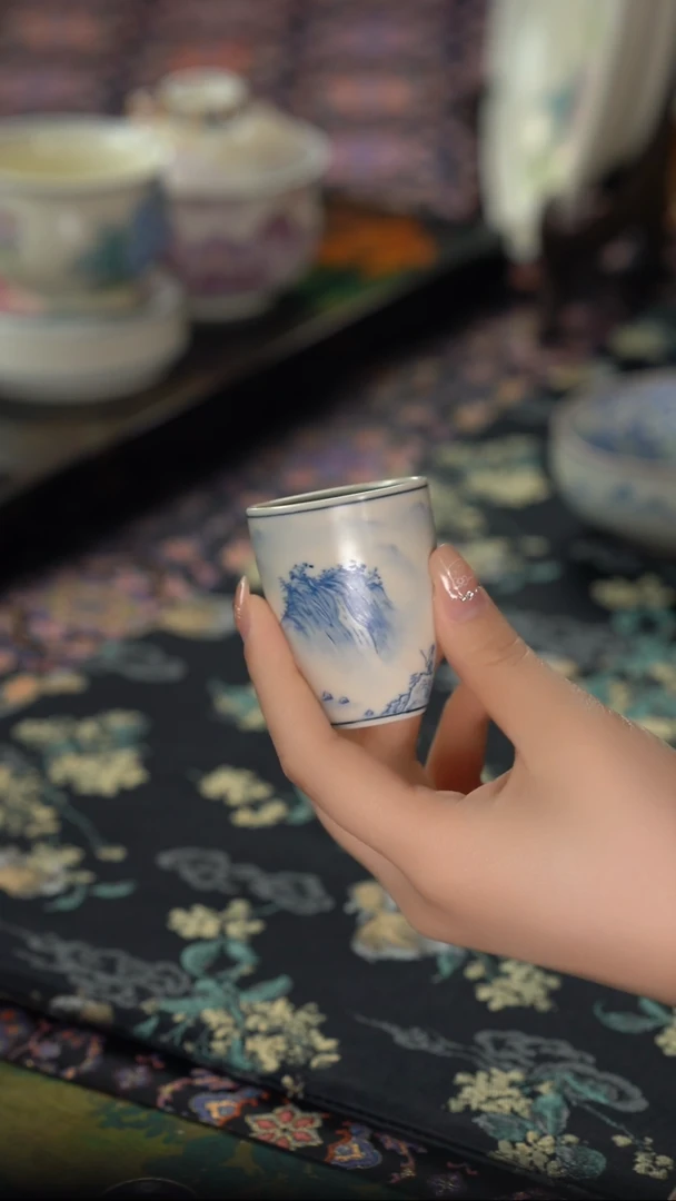 初六好物分享@@青花山水套杯杯子