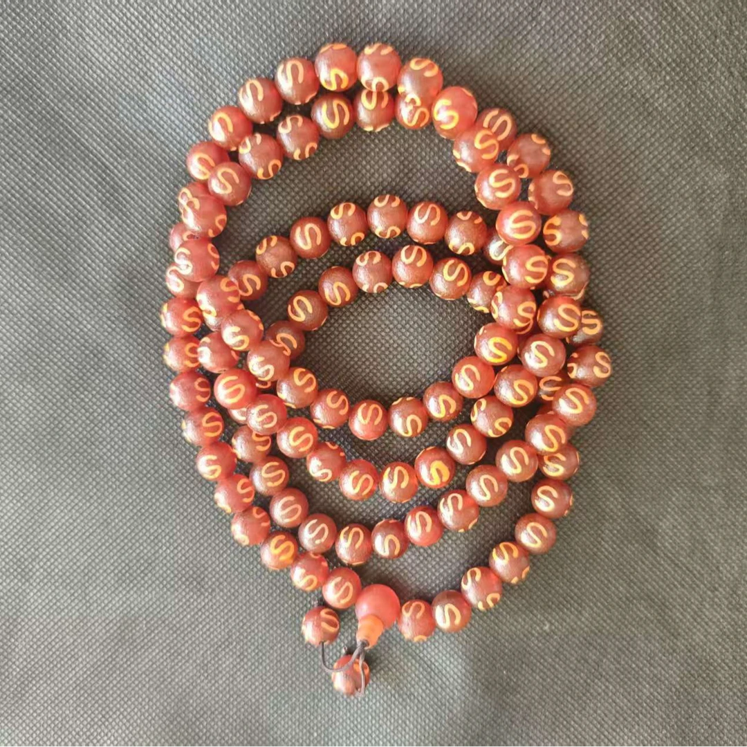 非金属珐琅项链 <米多缘>橘皮红肉S勾108项链（多样性发货）