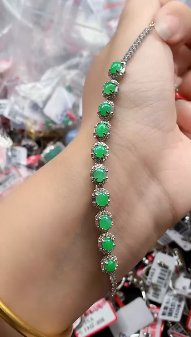 银S925镶嵌戒指翡翠天然A货缅甸翡翠