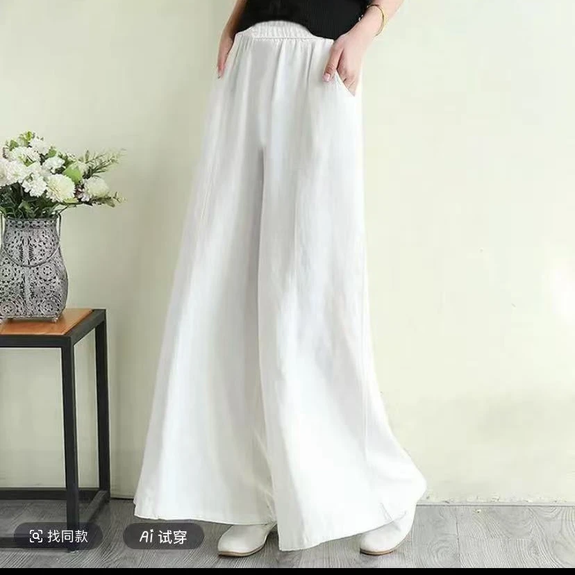 A夏季薄款复古显瘦洋气百搭阔腿休闲裤8843#