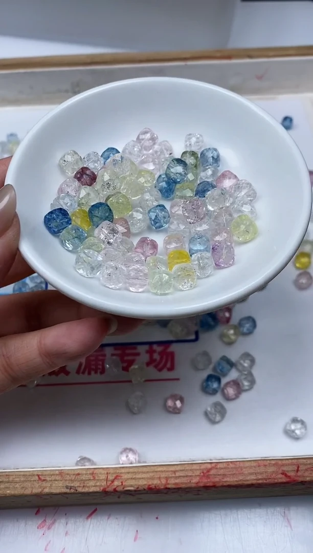 水晶珠宝半成品未镶嵌D642 马卡龙水晶方糖8mm10个8元