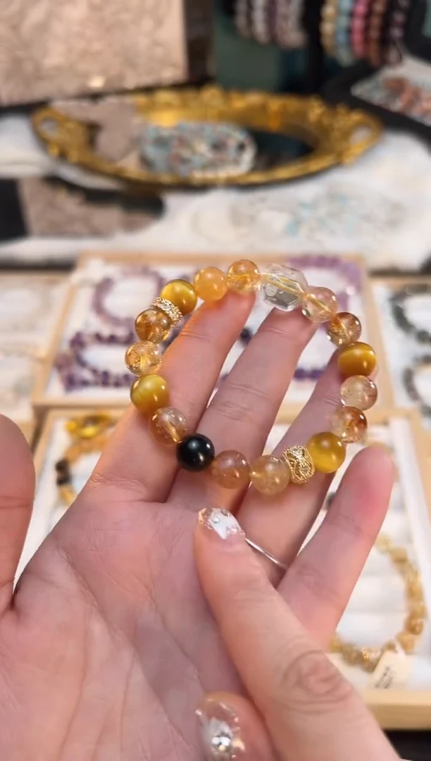 【闪购商品】水晶天然水晶合金黄塔晶+金运石+虎眼