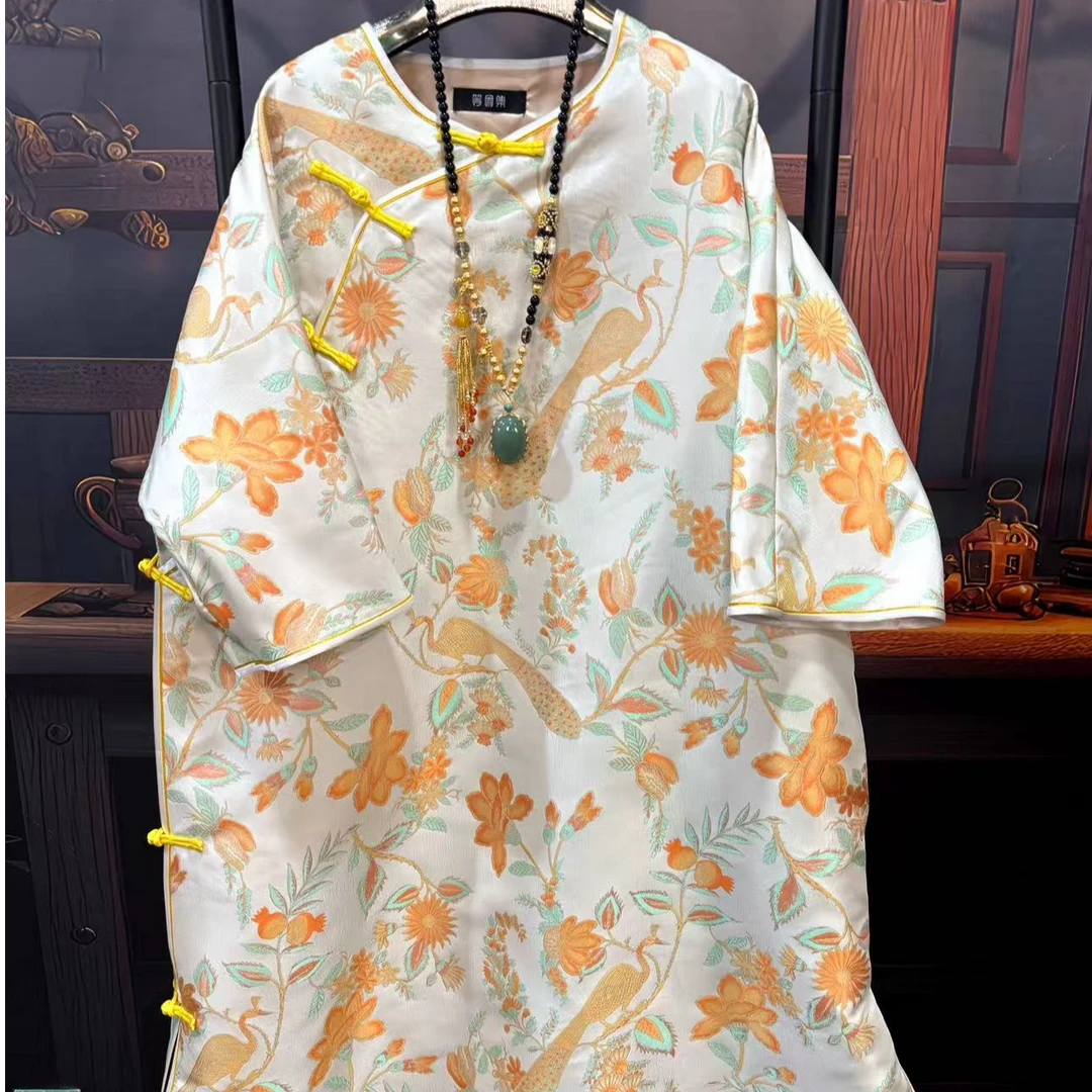 等闲集国风新中式石榴连衣裙宽松款