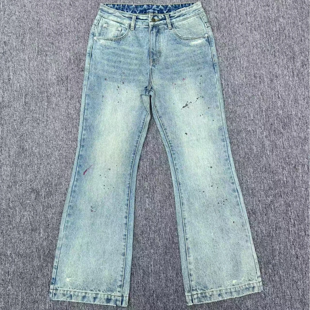 微喇泼墨款牛仔裤