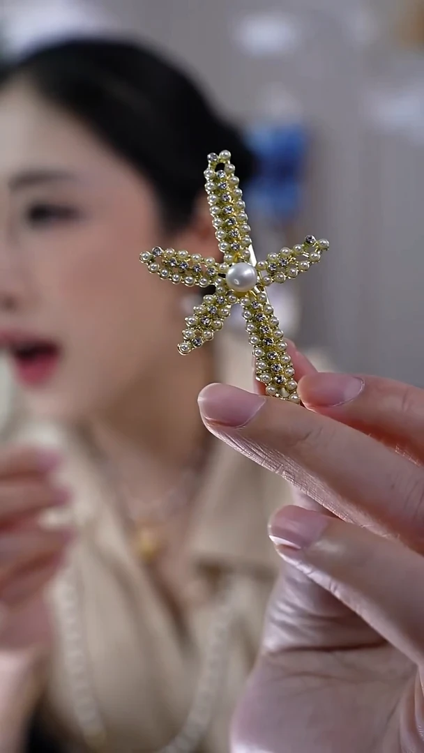 未镶嵌淡水珍珠发夹海星发夹
