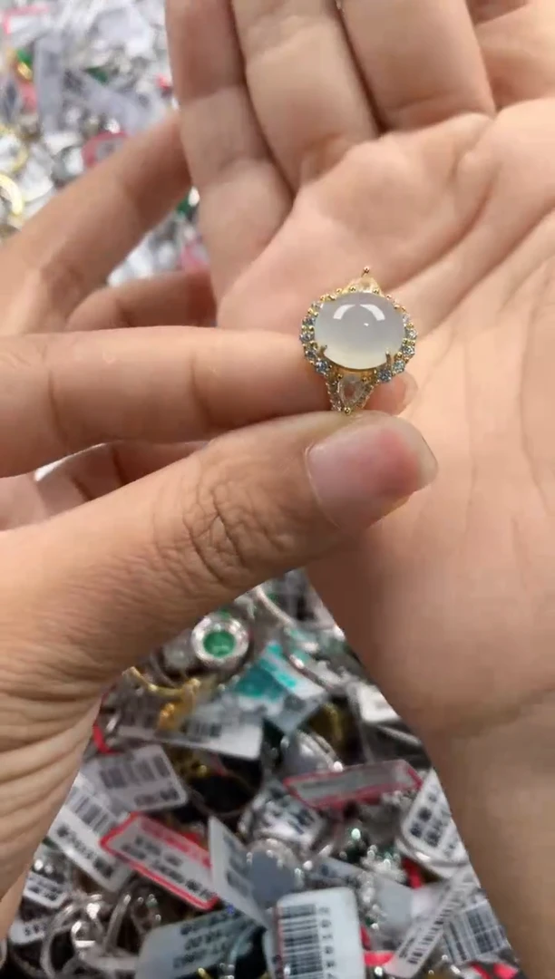 银S925镶嵌戒指翡翠444     4
