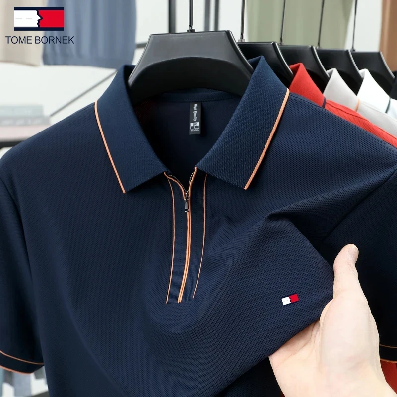 正品汤米希凯利【冰丝无痕】夏季新款男士短袖翻领休闲时尚POLO衫潮