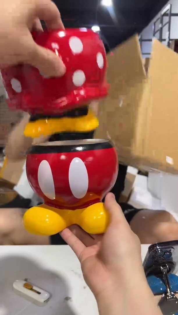 瓷片b款大号米奇米妮花盆2件套