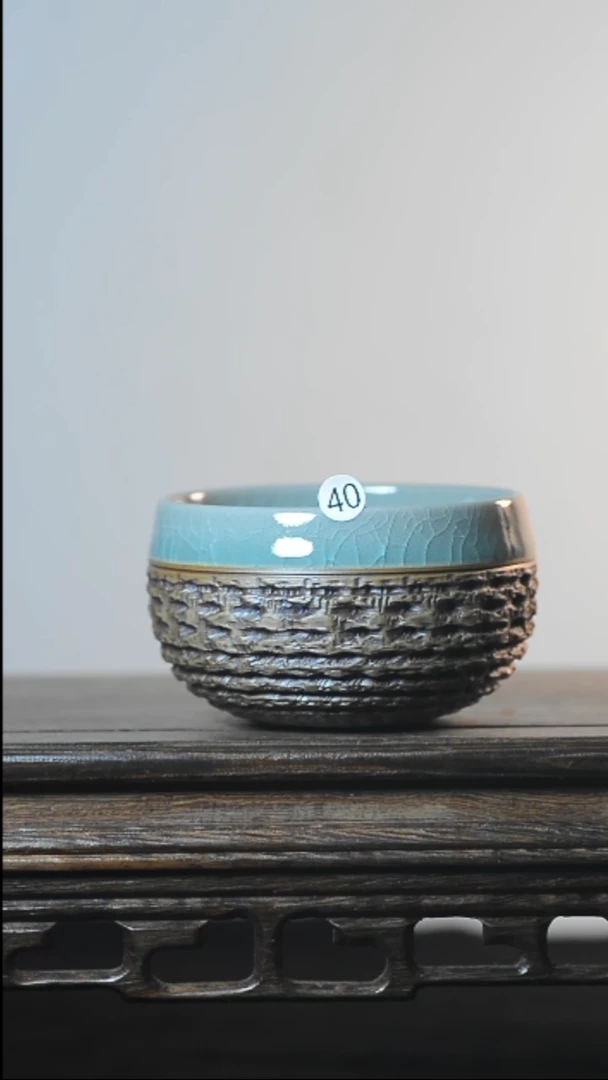 40号手工跳刀罗汉杯全品清凉寺汝瓷