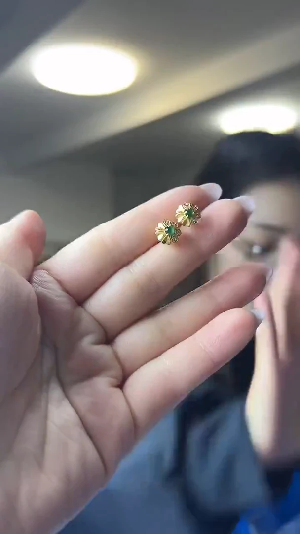 银S925镶嵌翡翠耳饰（多样性发一件）