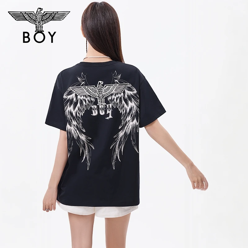 BOYLONDON新款男女同款光变纯棉休闲时尚百搭宽松短袖T恤N01925