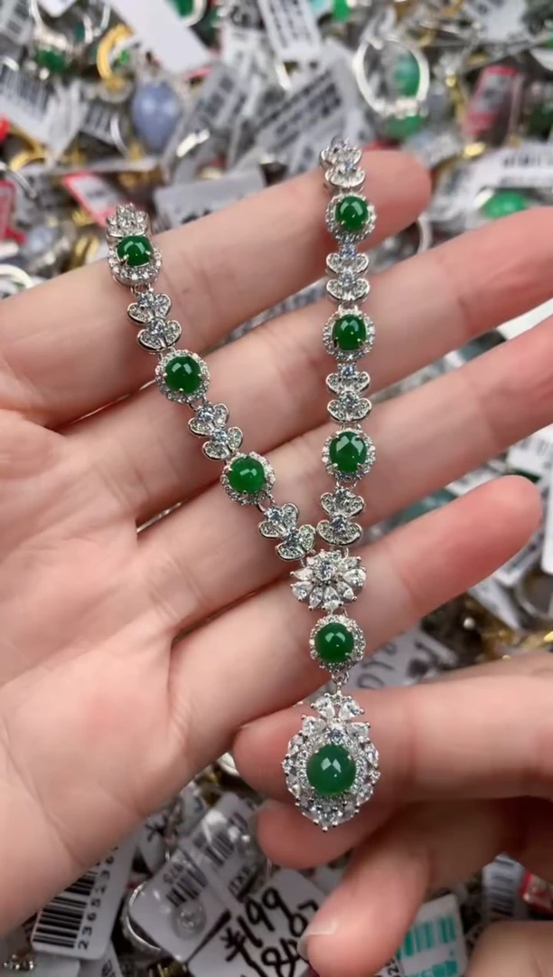 银S925镶嵌戒指翡翠14         9