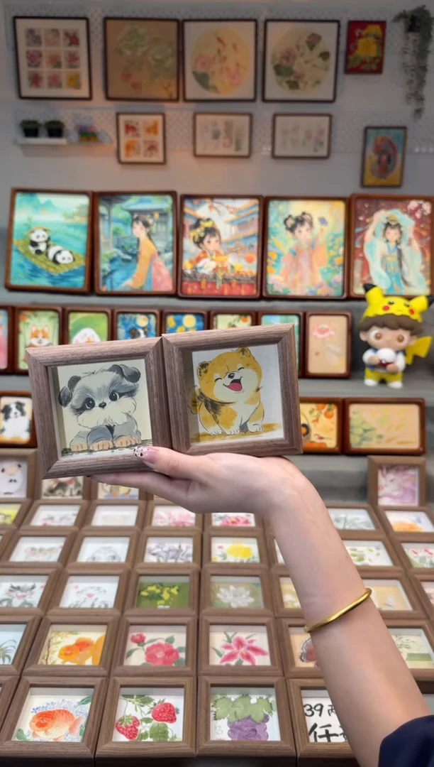 国画小女人 小柴犬 一组11
