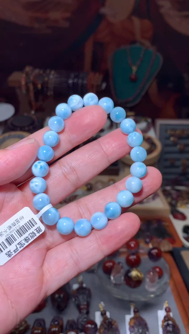 未镶嵌针钠钙石珠宝奇石海纹石手串9mm+