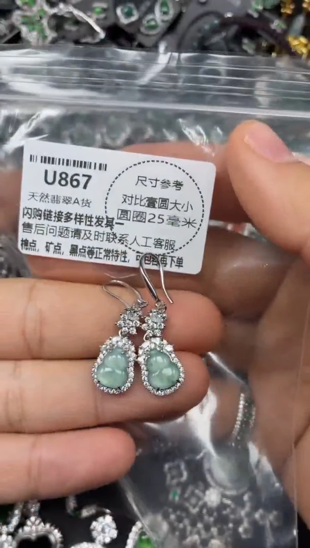 颈饰未镶嵌翡翠U867耳钩