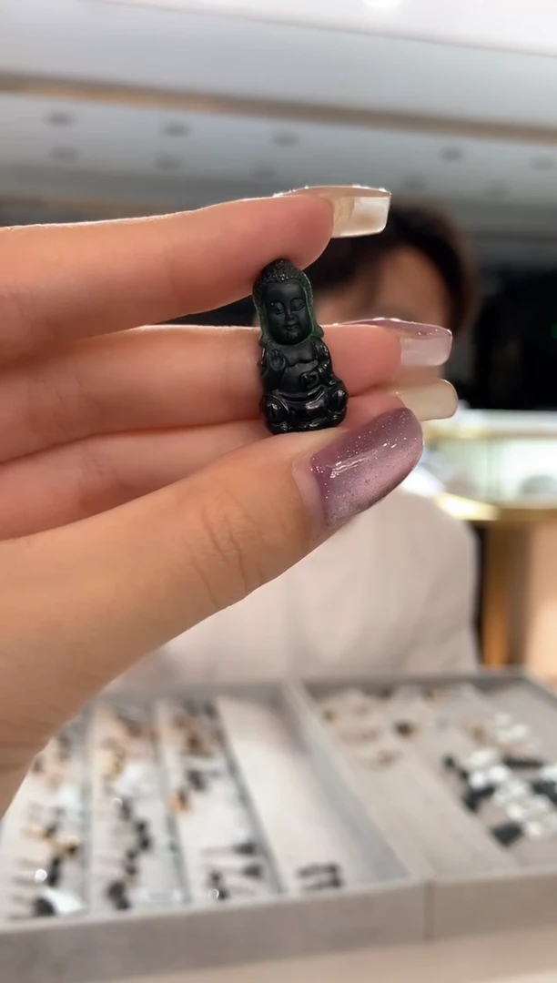 翡翠未镶嵌吊坠(不含链)宝宝佛墨翠LXC