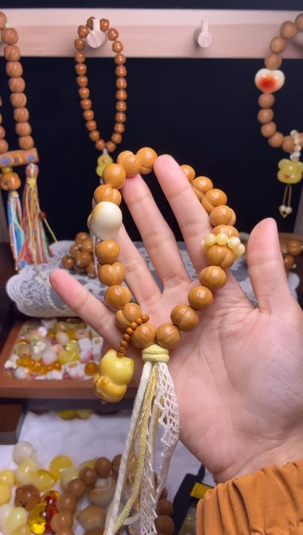 吊坠猴头核桃✣*✣全品聚宝盆爱心黄跑环悟道猫吊坠新绿流苏