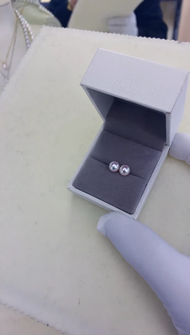 银S925镶嵌饰品海水珍珠5-6素钉定制·银针