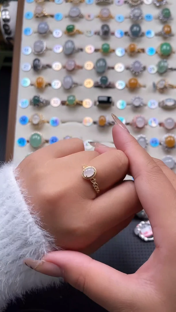 【闪购商品】翡翠戒指银S925镶嵌天然A货翡翠戒指