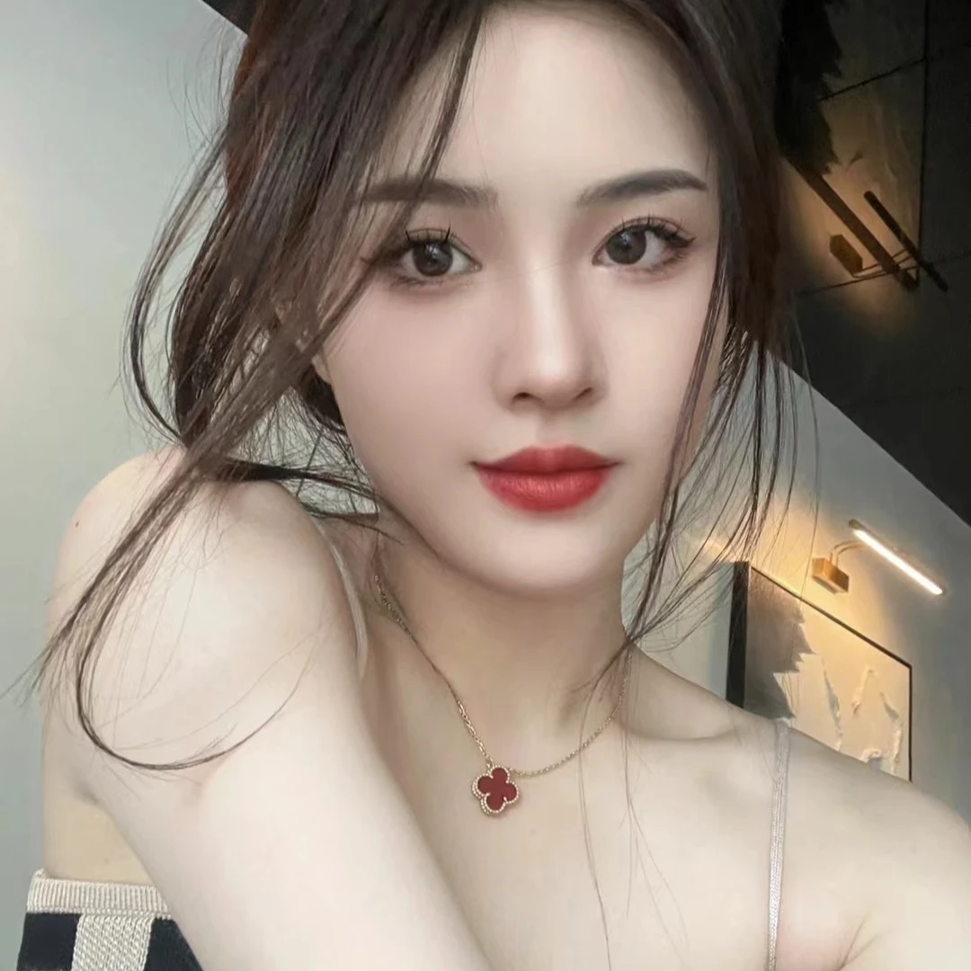 坠链均925银 高级酒红幸运四叶草项链小众精致锁骨链