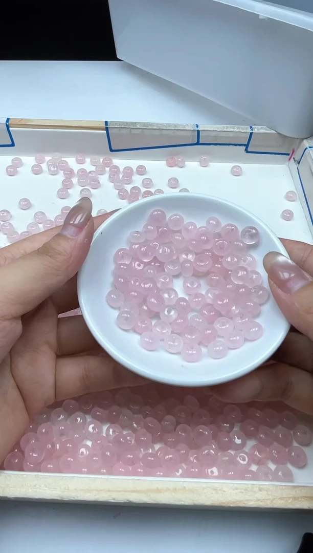 水晶珠宝半成品未镶嵌M967粉水晶算盘5*8mm20颗8元