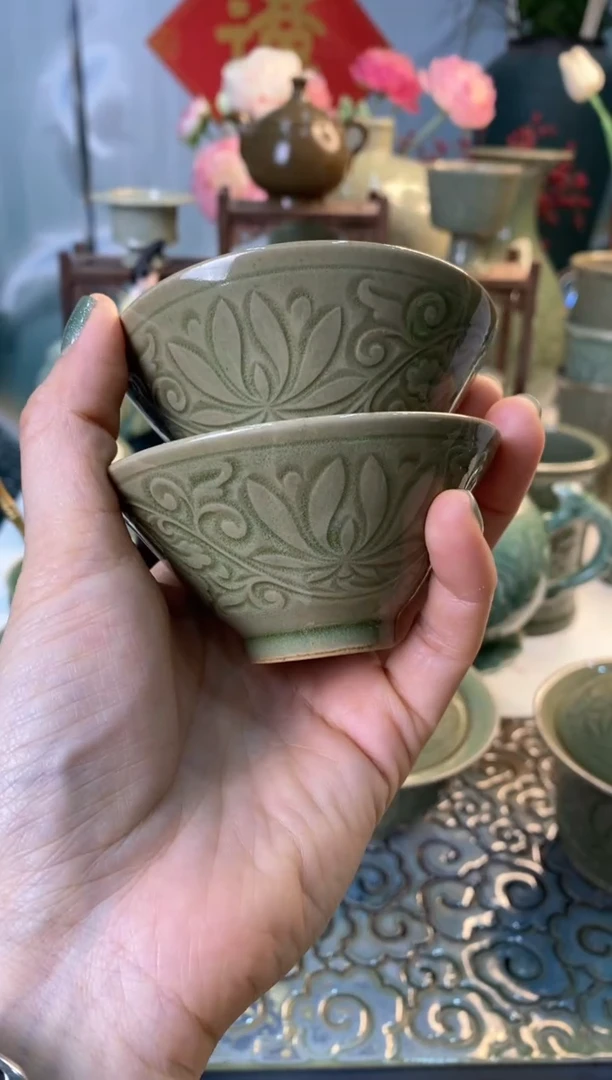 【闪购商品】TS036 莲纹斗笠微瑕 2只 片儿白