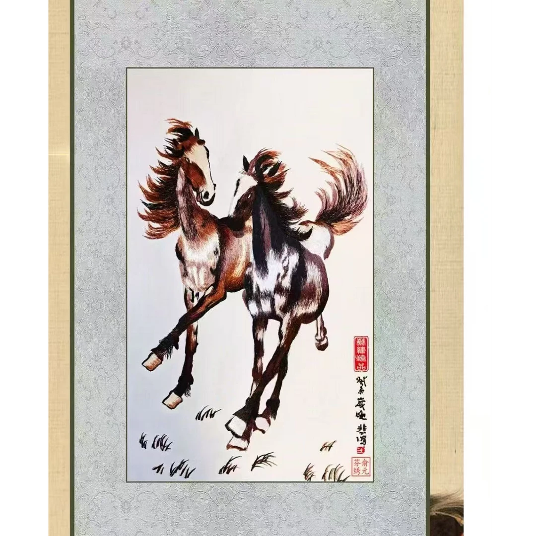 【一明】苏绣悲鸿骏马图