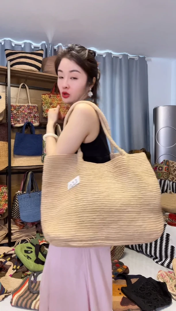 拉菲草手工编织包包022