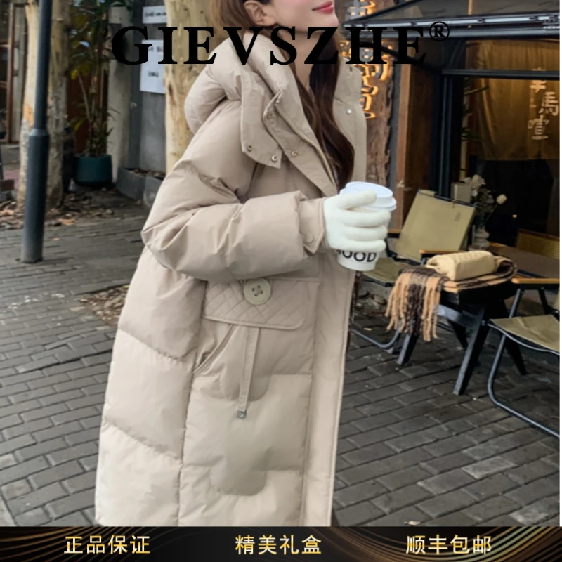 纪诗哲女装宽松型长款女装长袖秋冬中长款厚款ins小众设计冬季女