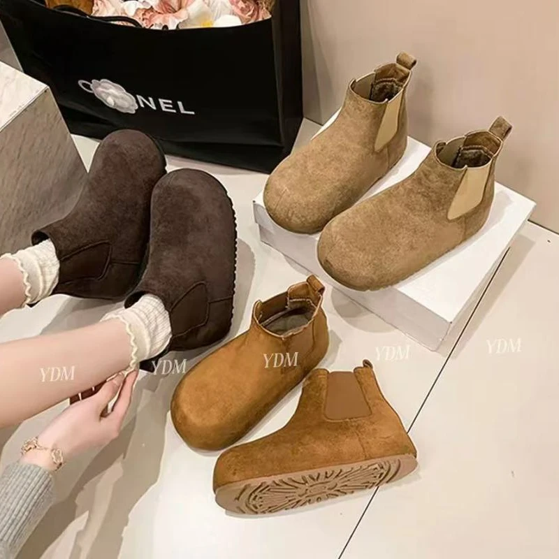 伊迪漫卡皮扒拉丑萌加绒短靴A251