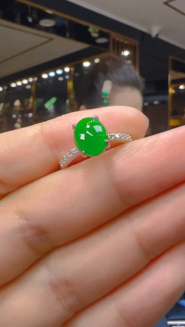 翡翠戒指银S925镶嵌005(多样性发货发其一)