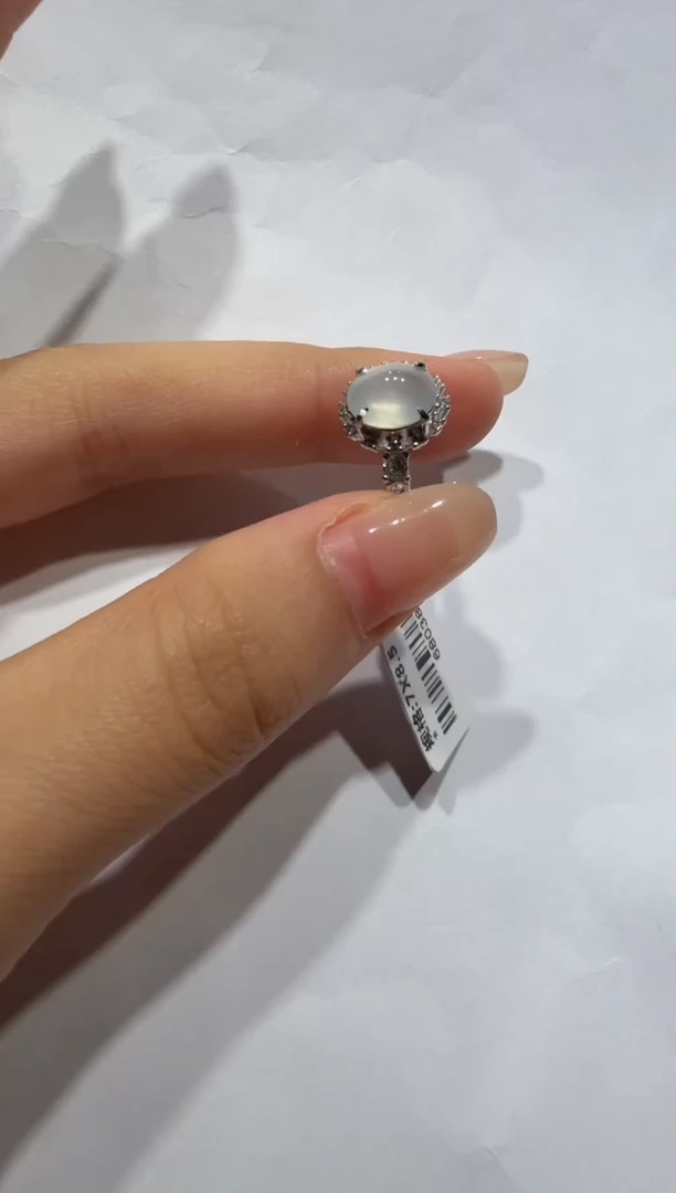 银S925镶嵌戒指翡翠缅甸A货翡翠戒指