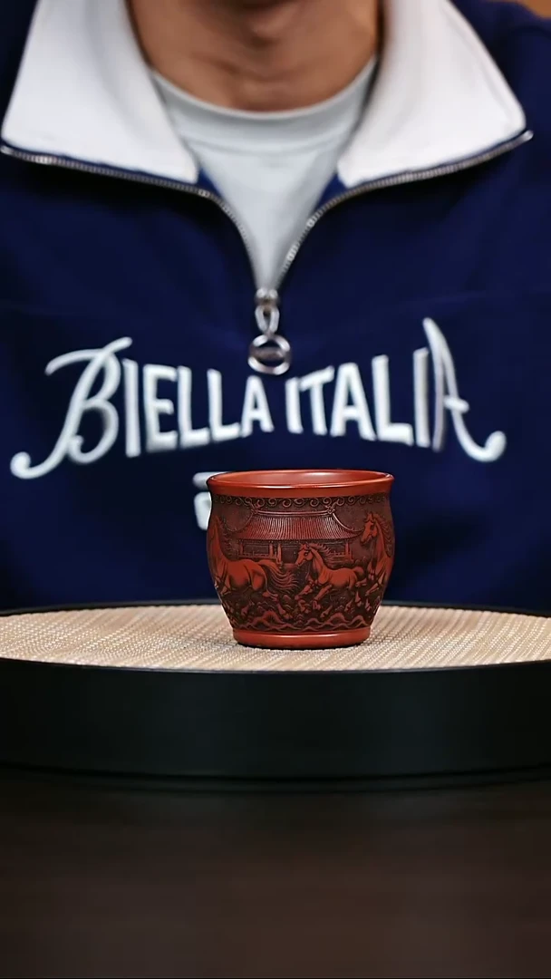 茶壶紫砂原矿紫砂主人杯大红袍八骏图120cc