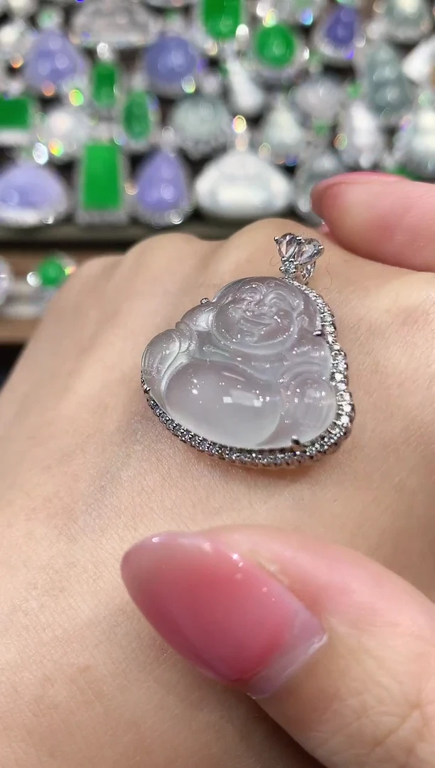 吊坠(不含链)18K金镶嵌翡翠a60