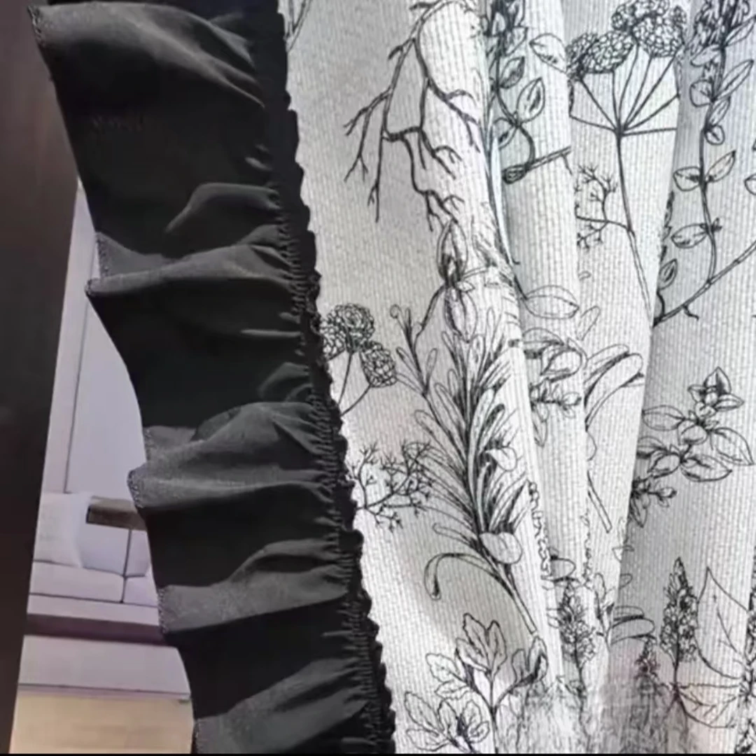 小谢窗饰 9公分荷叶边 网红复古浪漫侧边木耳边含棉纯色新款法式