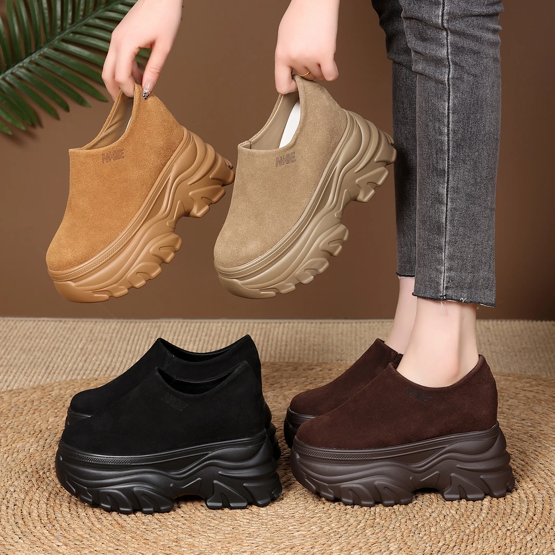 【跟高10、12厘米】松糕底内增高女鞋2025春秋季百搭时尚厚底休闲鞋