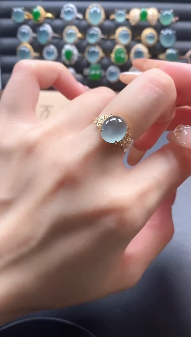 银S925镶嵌戒指翡翠51511