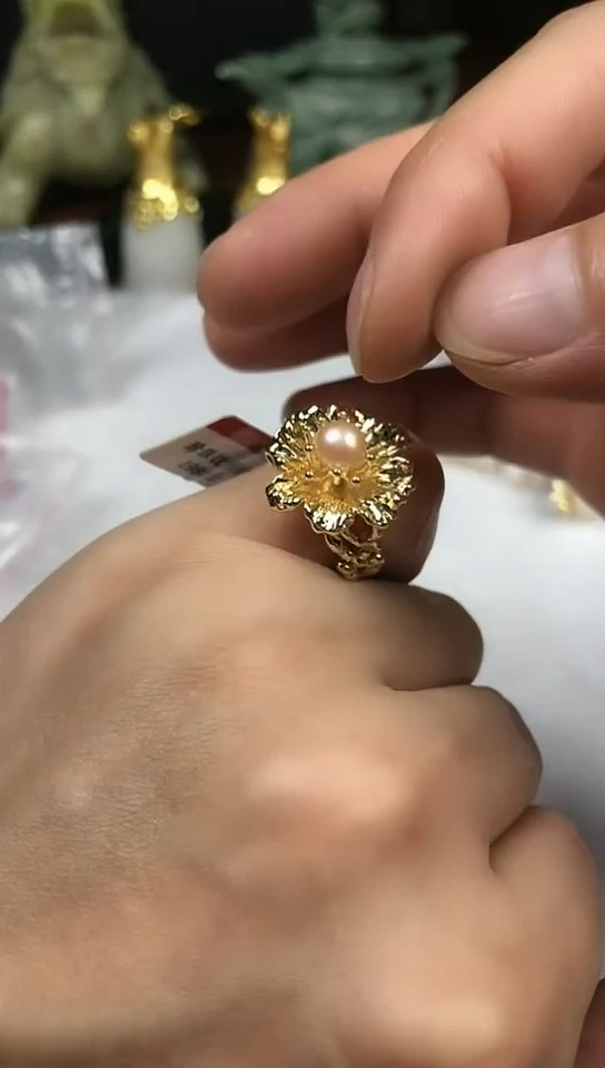 钛钢戒指淡水珍珠戒指